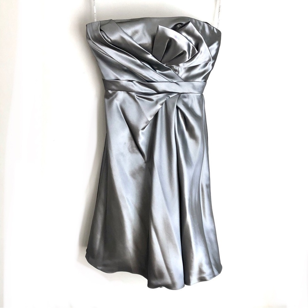 Anthropologie Love Metallic Strapless Dress Silver Mini dress